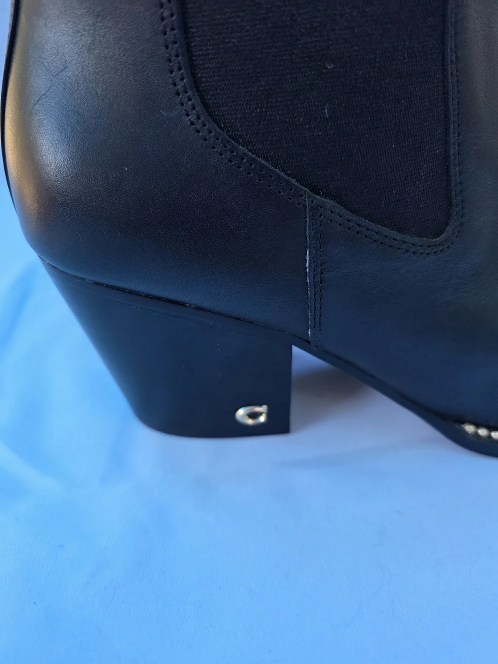 Coach Black Leather Stud-Trim Ankle Boots